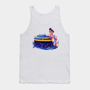 DarkBlue Flower Monument Tank Top